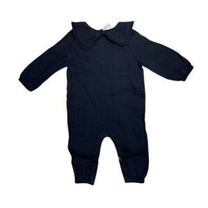 Baby Onesie Nordstrom 12M Black Collar Ruffle Crepe Snaps Halloween LN/ NWOT